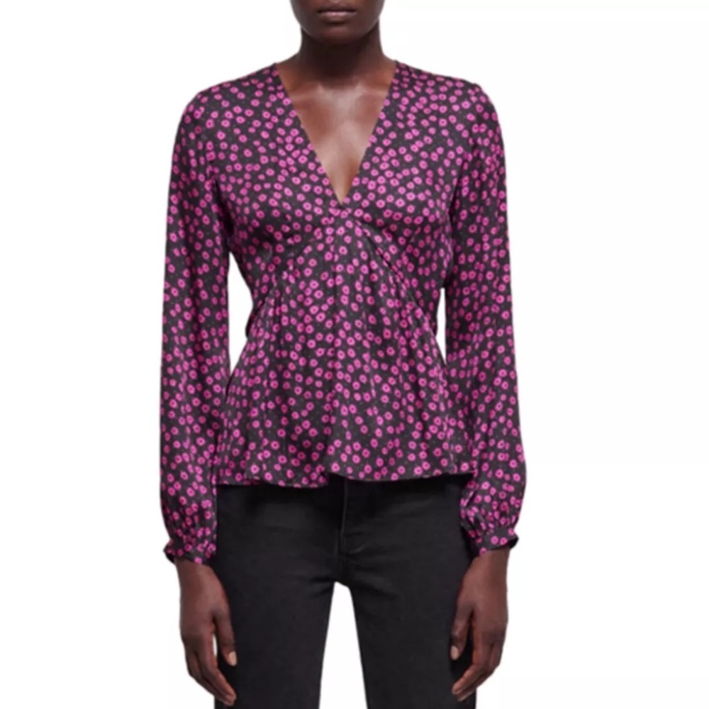 🖤💖 NWT The Kooples Daisy Dots Printed Peplum Top | $215 Retail! - Picture 3 of 10